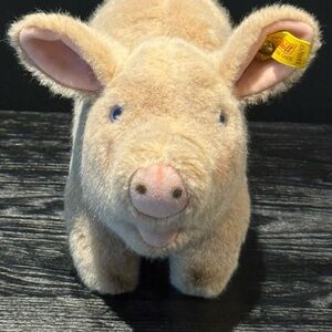 Steiff Cream and Pink Plush Pig Collectors Item🐷🐽🐷🤍🤍🤍